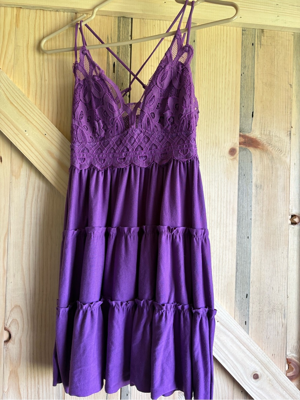 Purple Lace Bust Tiered Slip Dress